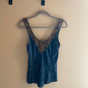 Free people faded denim colored cotton top